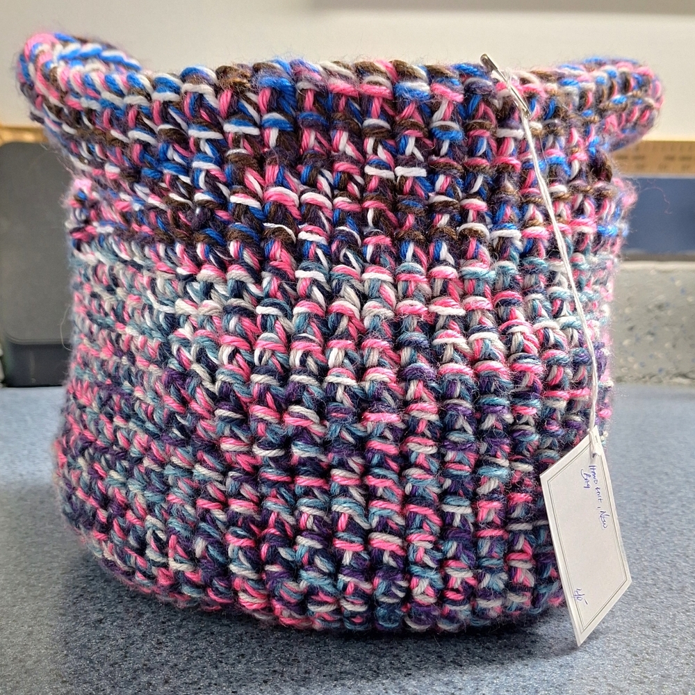 Handmade Multicolor Boho Knit Tote Bag, NWT - Picture 3 of 9